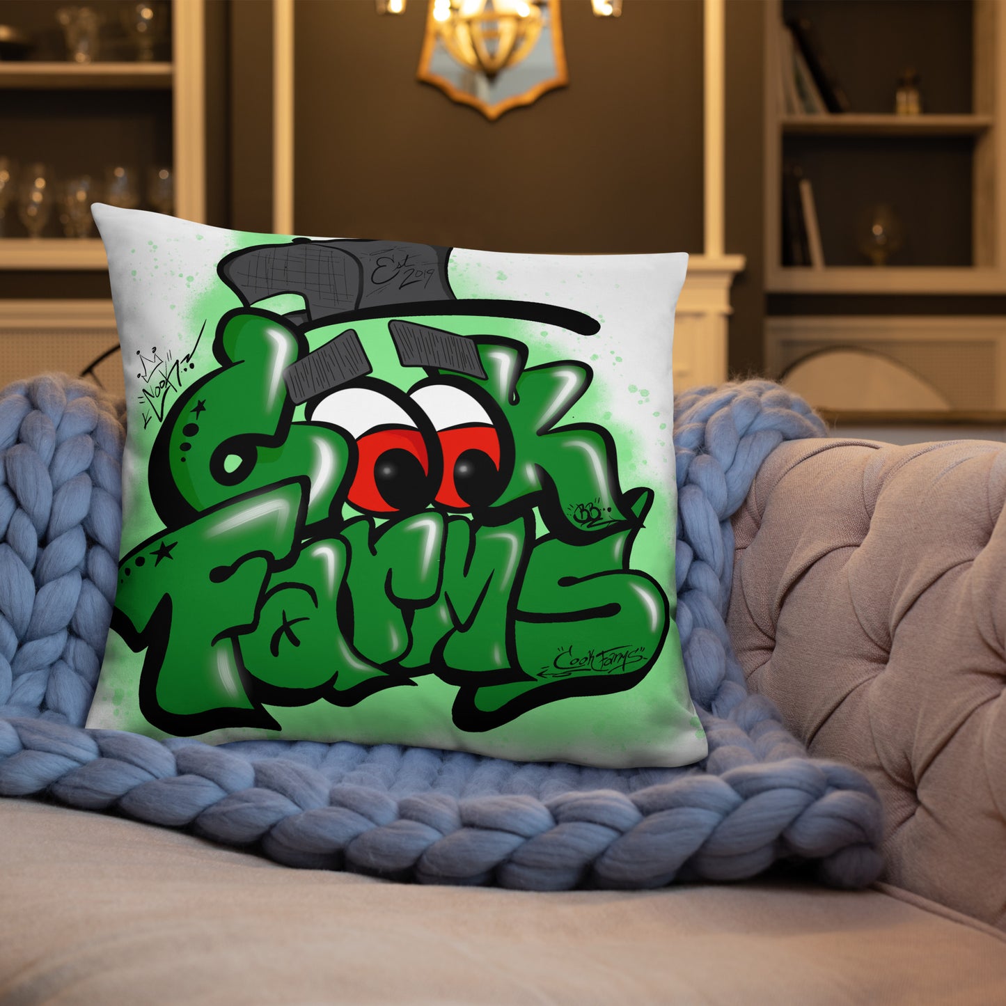 Pillow with Graffiti Logo