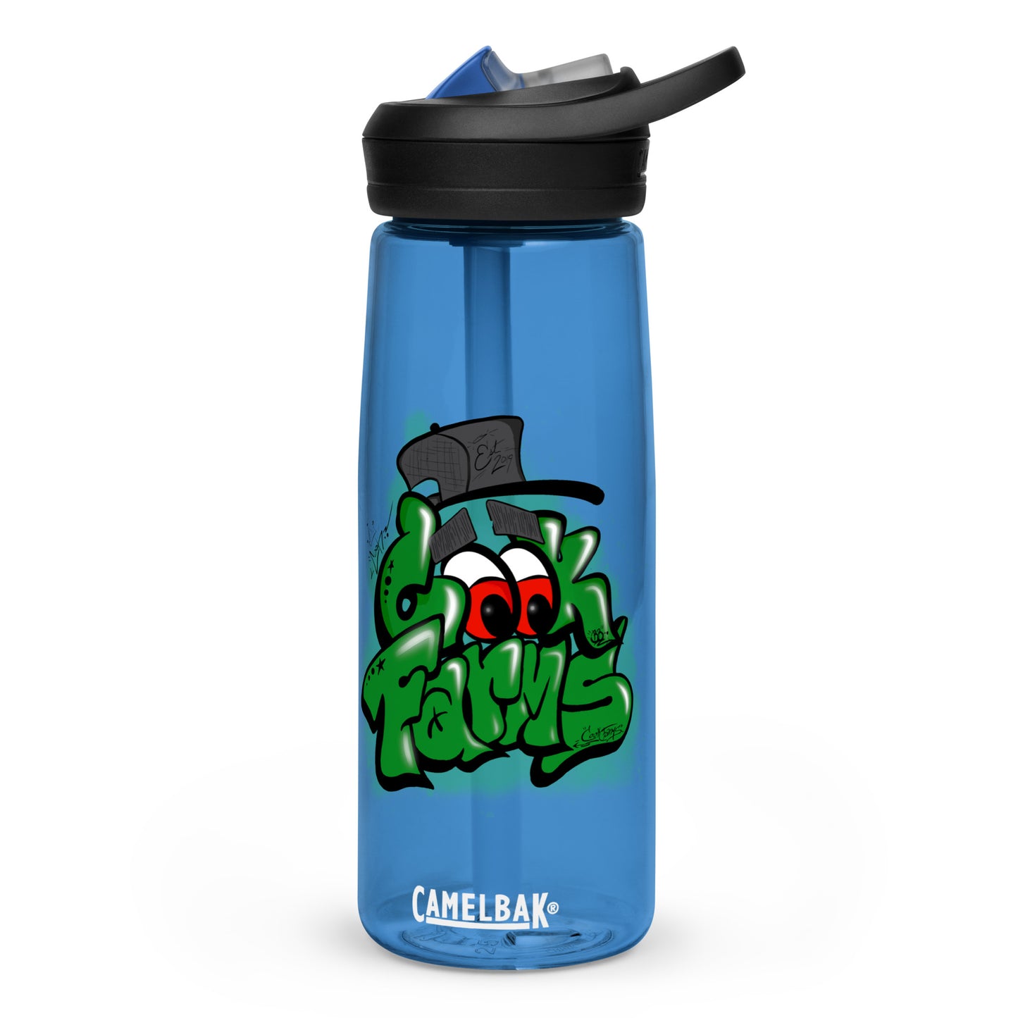 Cook Farms Sports water bottle with Graffiti Logo
