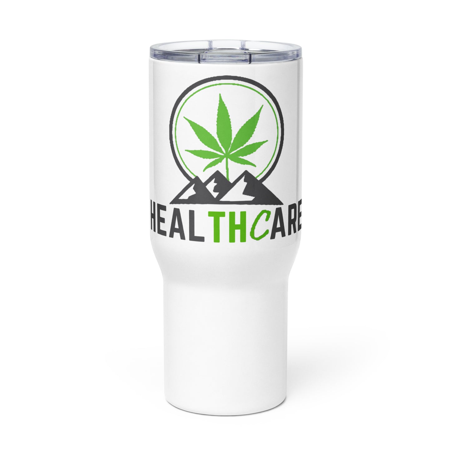 Travel mug with a handle and Healthcare Logo