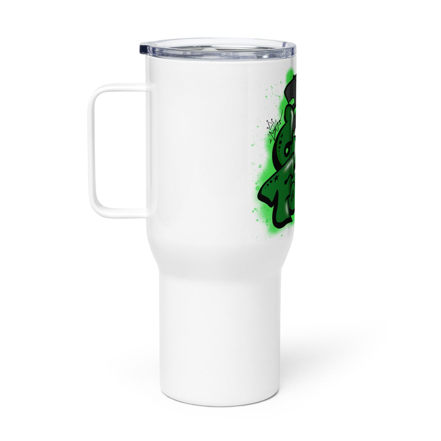 Travel mug with a handle and Cook Farms Graffiti