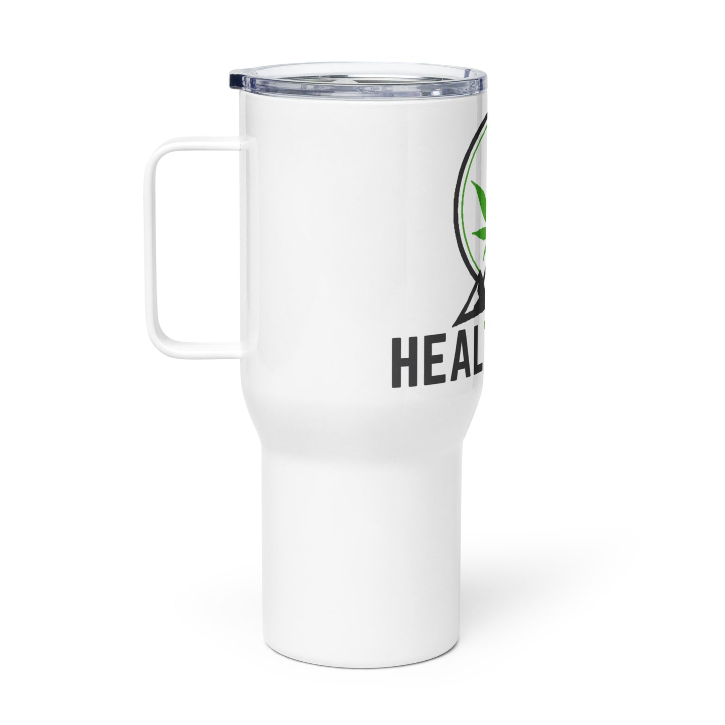 Travel mug with a handle and Healthcare Logo