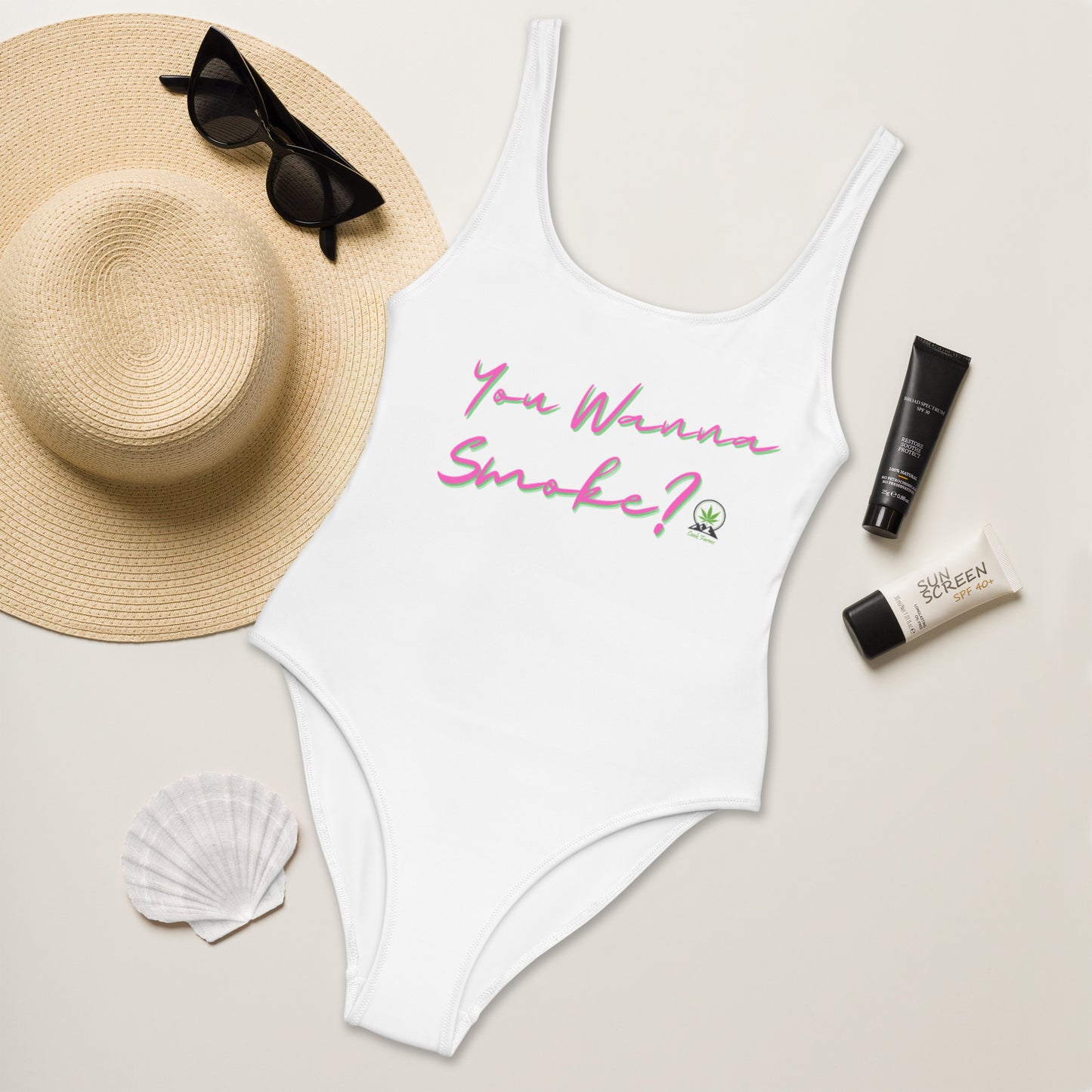 You wanna smoke One-Piece Swimsuit - white