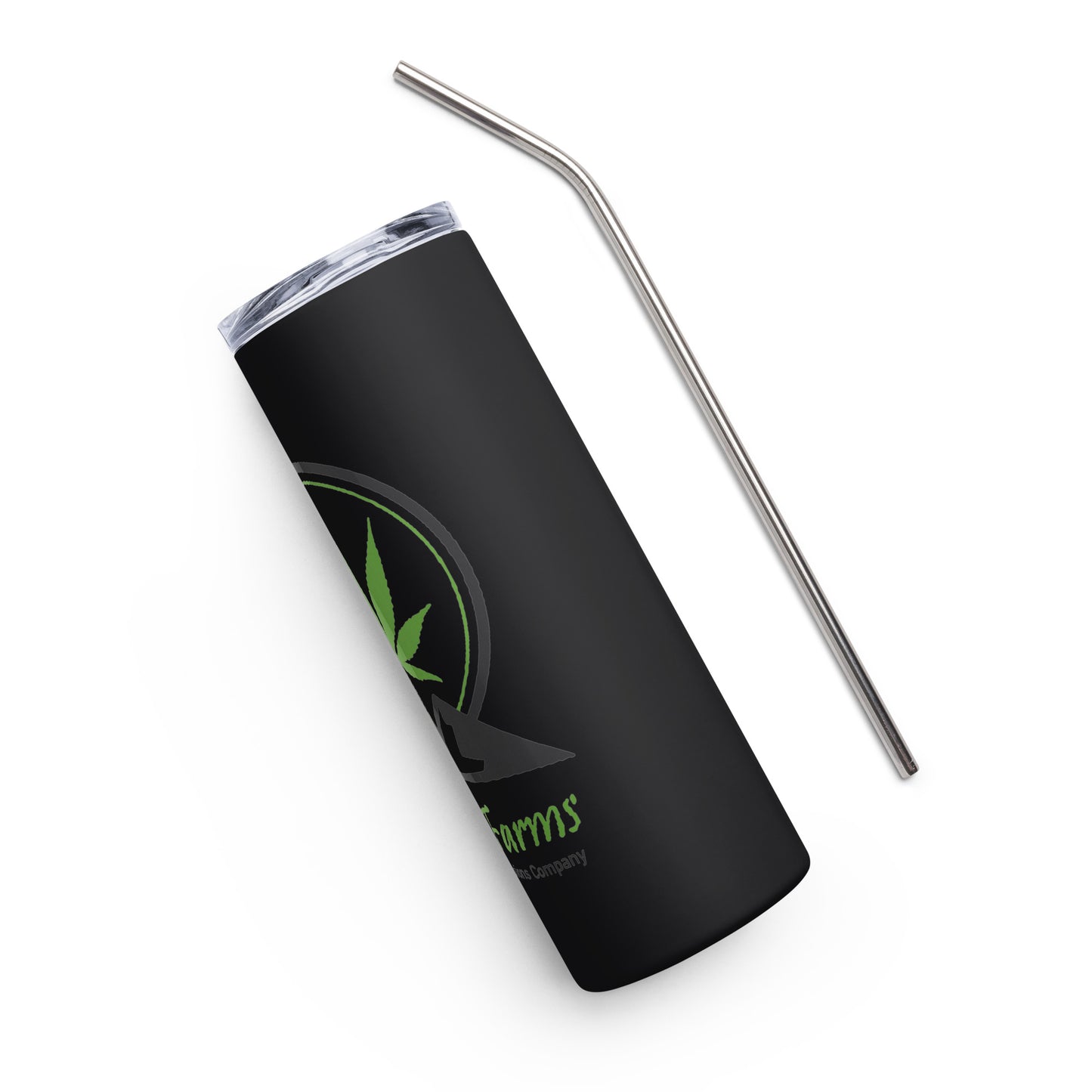 Stainless steel tumbler with Cook Farms logo