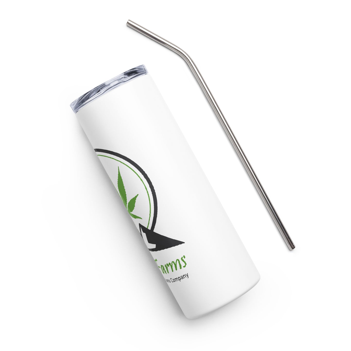 Stainless steel tumbler with Cook Farms logo