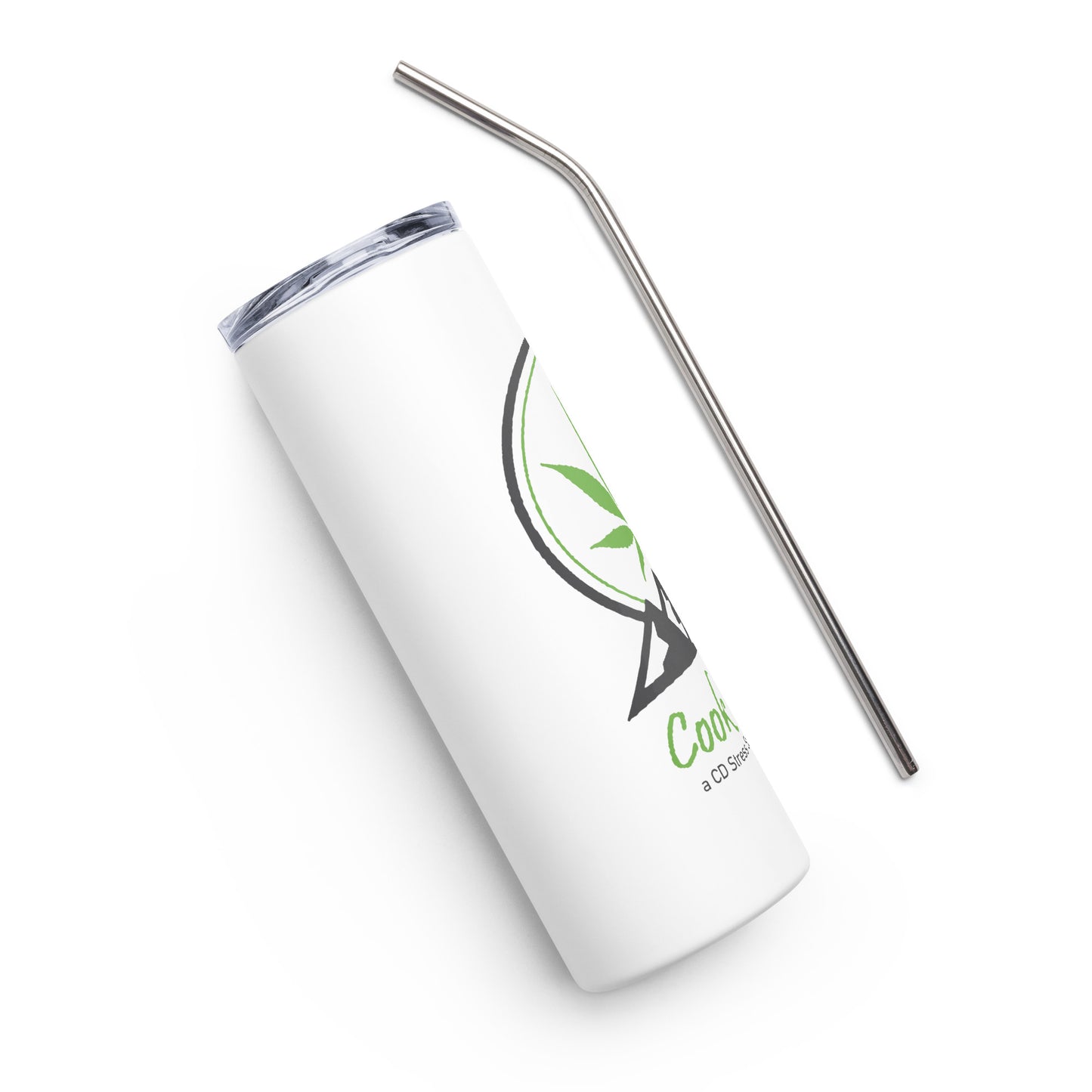 Stainless steel tumbler with Cook Farms logo