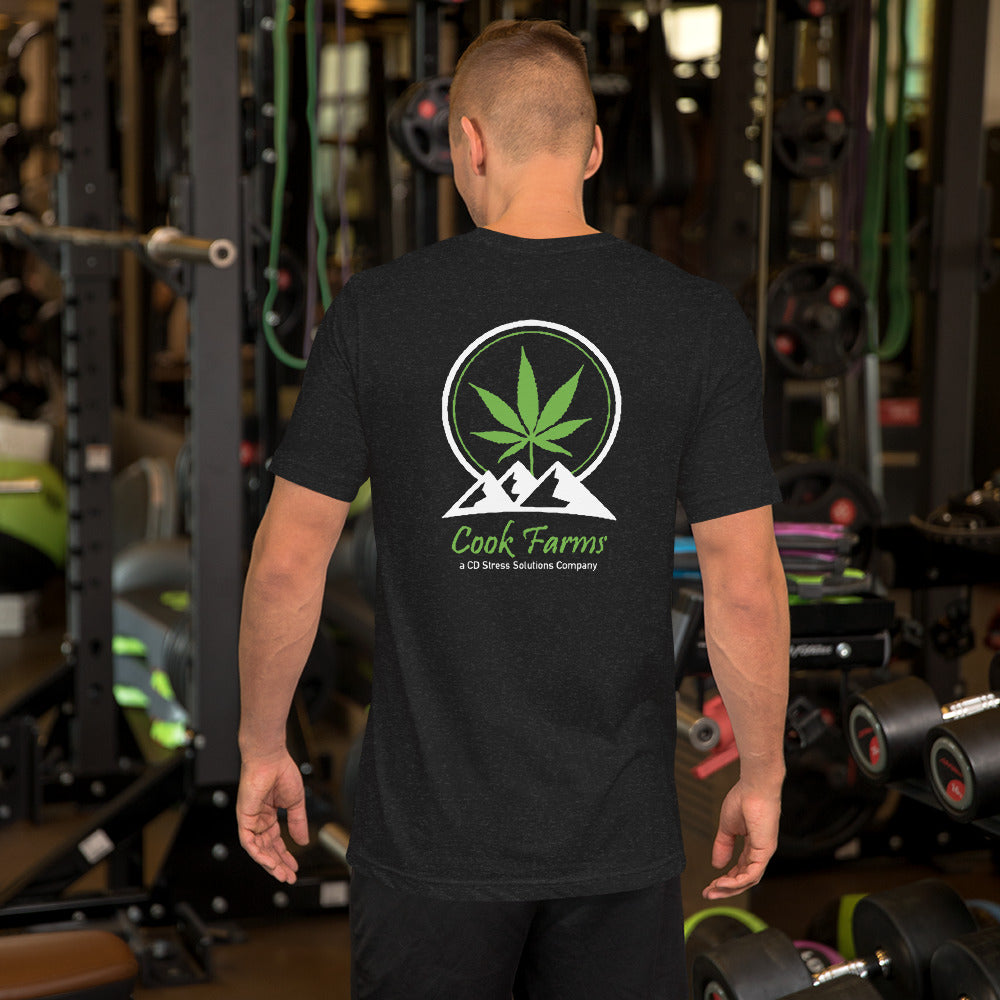 Cook farms with large Logo on Back with Small on Front T-shirt