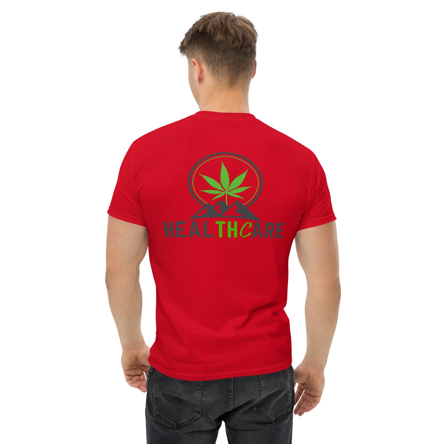 Men's Healthcare on Back with Front Logo Tee