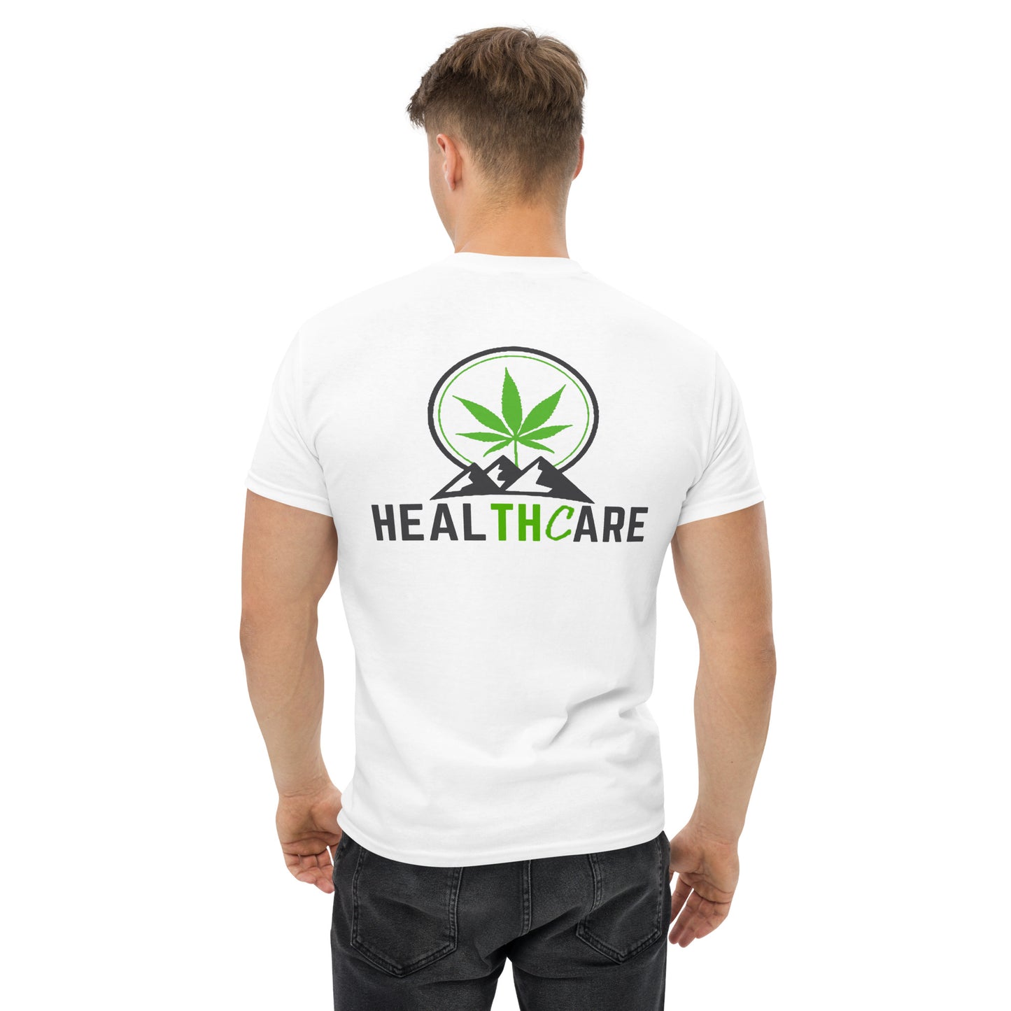 Men's Healthcare on Back with Front Logo Tee